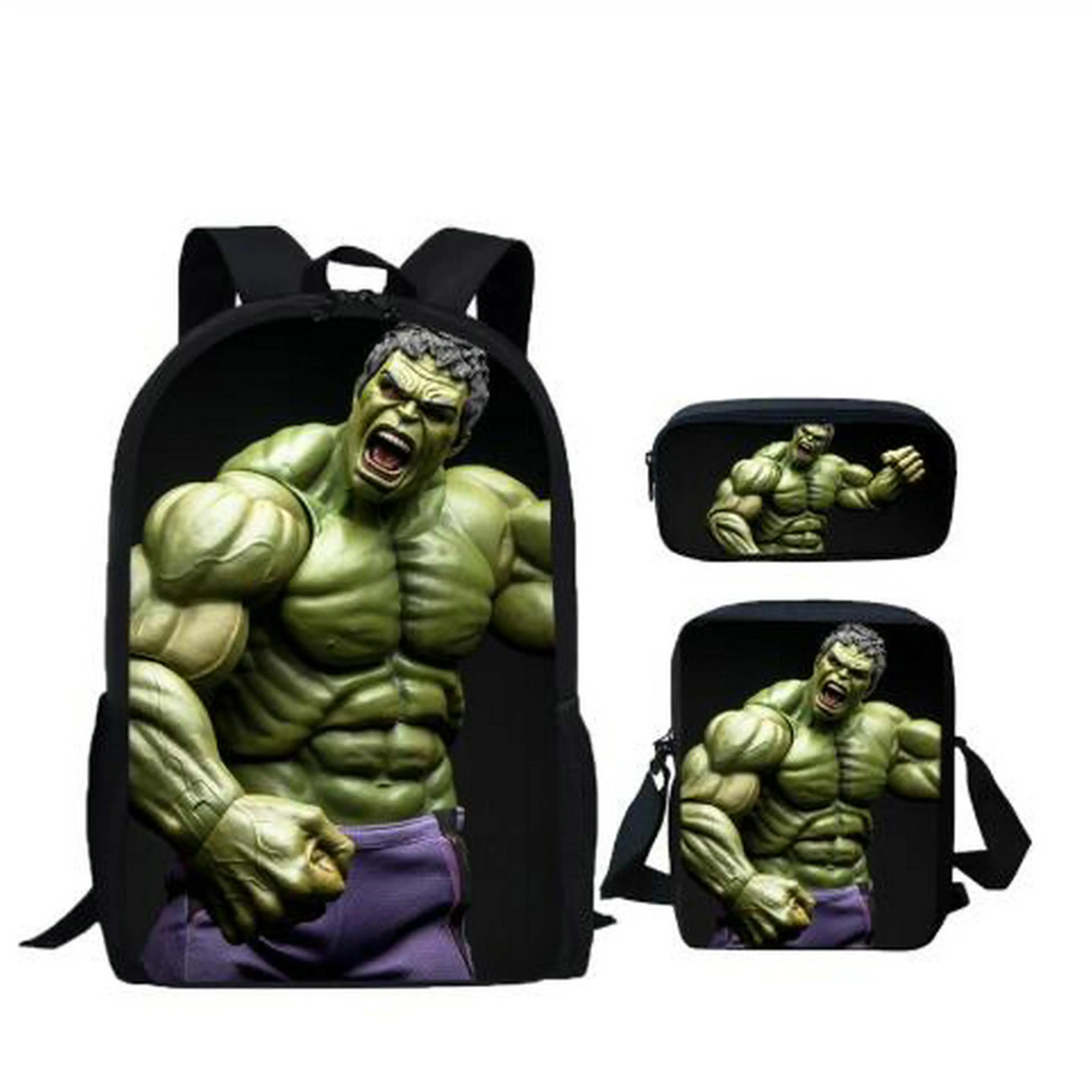 

School Bags Hulk Avengers 3D Print 3pcs/Set School Backpacks Children Girls Boys Cool Orthopedic Schoolbag Bookbags