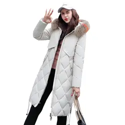 2018 Новое поступление зимняя куртка Для женщин с красочными меха с капюшоном Для женщин s куртки зимняя верхняя одежда длинный женский