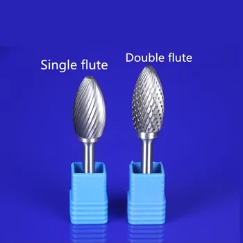 

1PCS Premium Carbide Front-end Single / Double Flute Cut Rotary Burr File 1/4" 6mm SHK 6-16mm Head Tree Shape Arc Pointed Nose