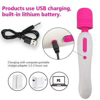 Man nuo USB Rechargeable Powerful Vibrators AV Magic Wand Clitoral Vibrator Sex Toys for Women Adult Sex Product Erotic Massager 3
