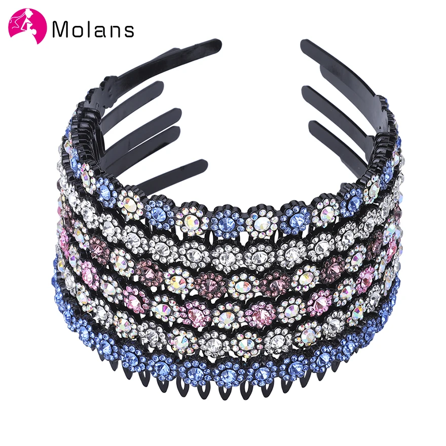 

Molans Simple Narrow Headband Women Floral Rhinestone Hairband Hair Hoop Bezel Head Hair Accessories Fashion Headband