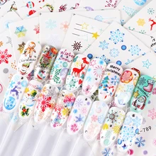 30 шт., Рождественская Снежинка, наклейка для ногтей, лось, снеговик, водная наклейка, слайдер для ногтей, новогодняя переводная наклейка, все для маникюра, Декор, LESTZ779-808