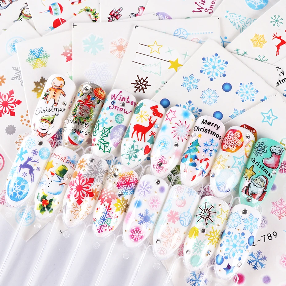 

30pcs Xmas Snowflake Nail Sticker Elk Snowman Water Decal Slider For Nail Christmas Transfer All For Manicure Decor LESTZ779-808