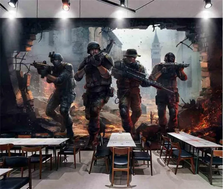 

Custom large mural 3D wallpaper war Internet cafes backdrop wall wallpaper for walls 3 d papel de parede tapety Home Decor