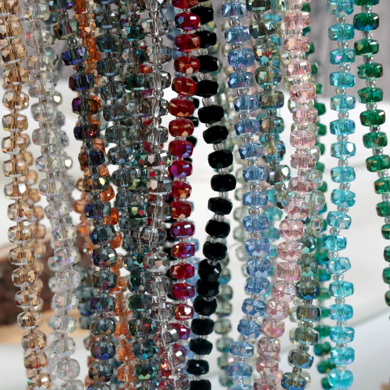 

KoMee Crystal Beads Jewelry 5x7mm 10pcs/lot transparent Faceted Round Shape Beads For DIY Necklace Bracelet Gifts & Crafts