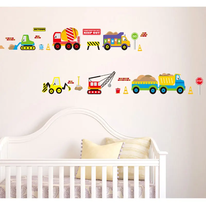  Cartoon Vehicle Traffic Cars Buses Wall Stickers for Kids Room Living Room Kindergarten Baby Nurser - 32967512171