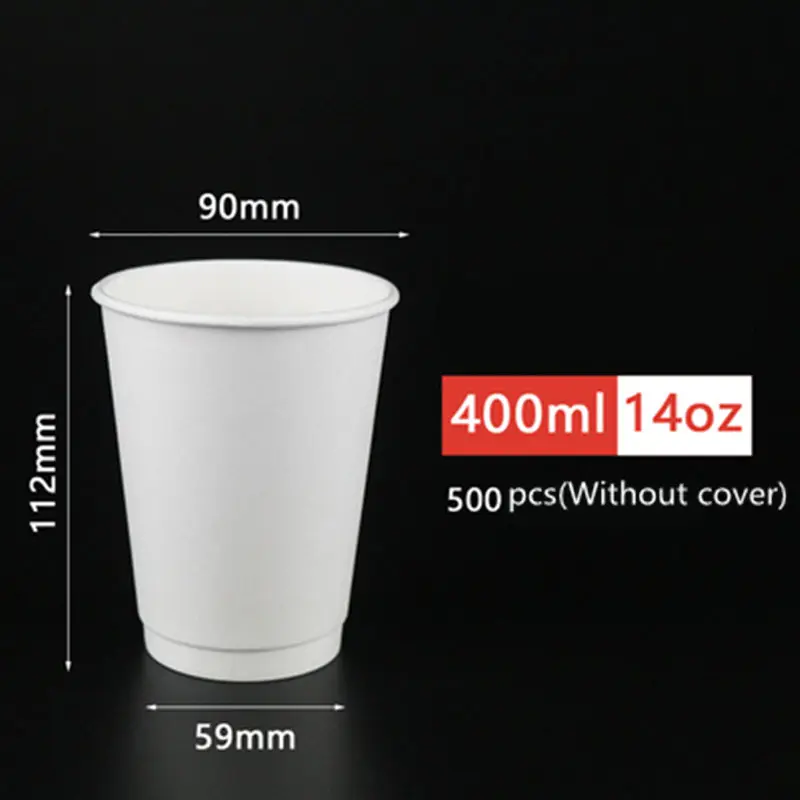500 шт Одноразовый бумажный стаканчик для кофе с изоляцией для горячих напитков пустой бумажный стаканчик 500 мл логотип на заказ - Цвет: 14OZ without cover
