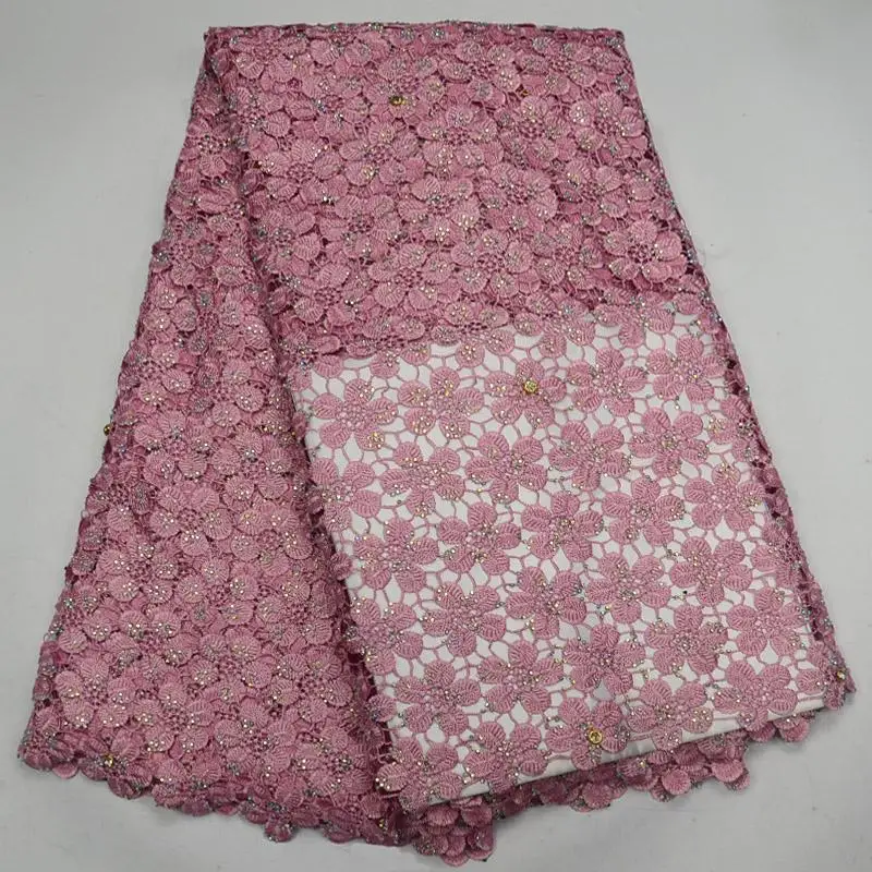 

Nigerian Tulle Lace Fabric 2018 high Quality pink Color Embroidered Lace Fabric 5 Yards Beautiful Tulle Lace Fabric
