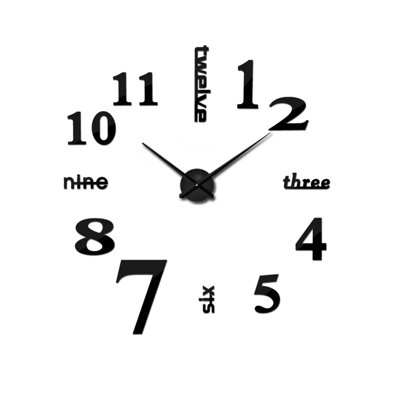 2017 Arabic numerals Wall Clock Creative Modern black Big Digital