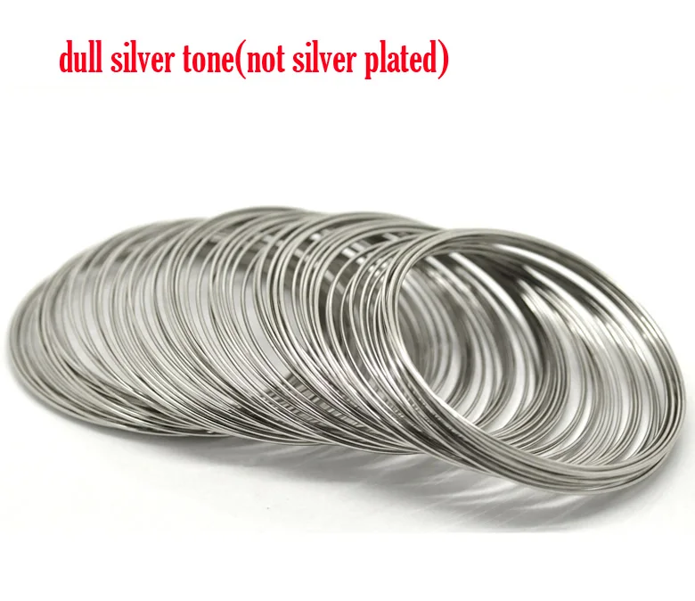 

8SEASONS Silver Tone Color Memory Beading Wire for Bracelet 55-60mm Dia. Sold Per Packet Of 200 loops 2016 new