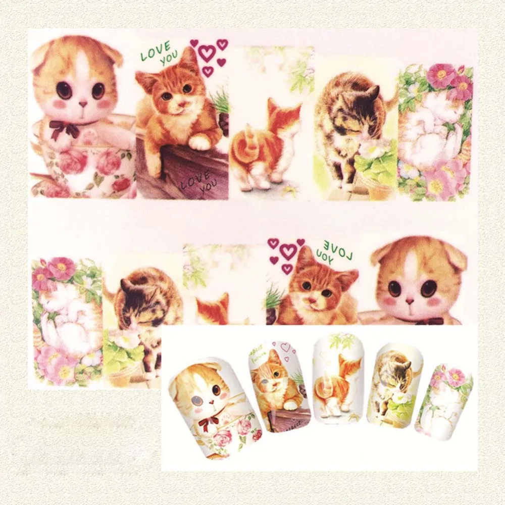 

3 Sheets DIY Optional Nail Sticker Water Transfer Cartoon/Animal Tips Beauty Manicure Decals