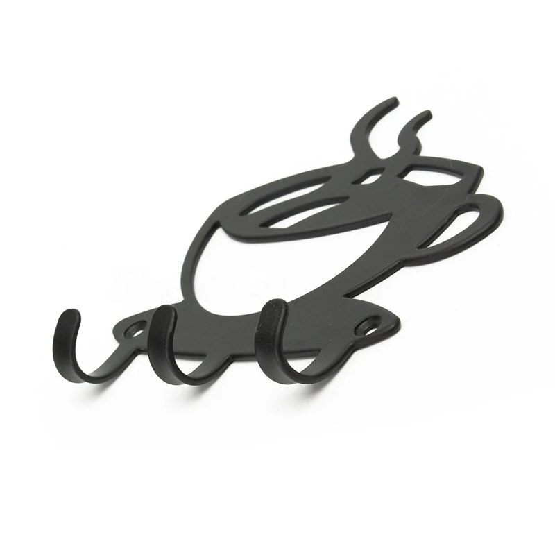 Black 3 Hook Metal 3 Hooks Key Holder Hook Rack Hanger Organizer Home Coffee Wall(11.5*13.5cm)
