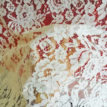 

ivory lace fabric with retro floral pattern, bridal lace fabric