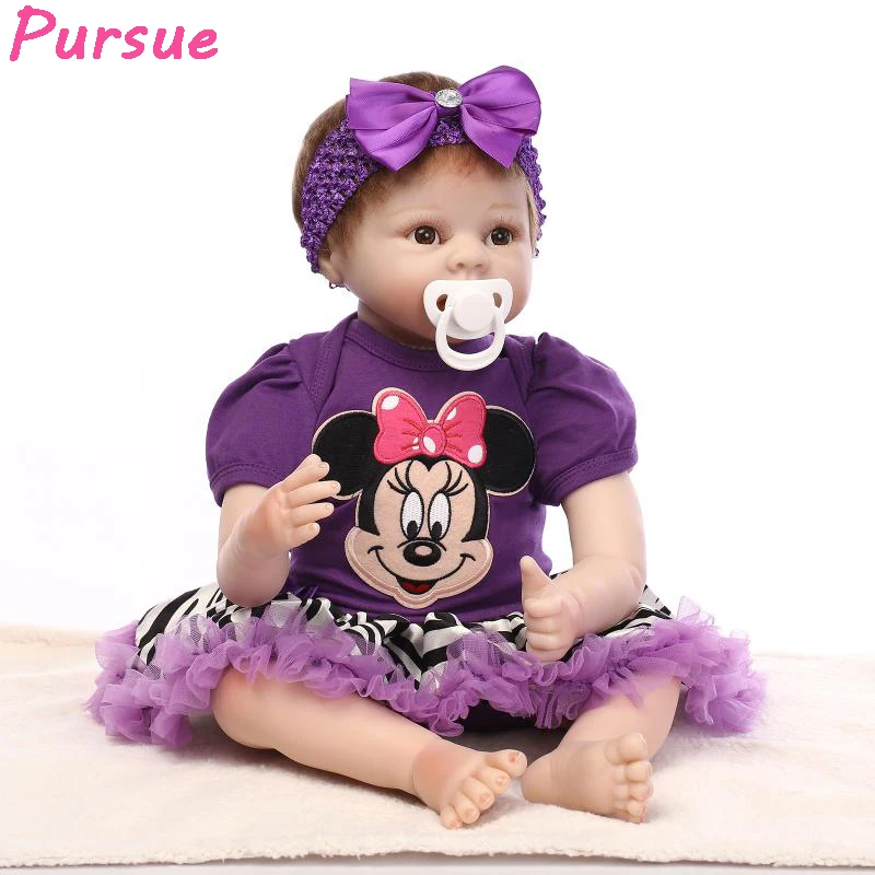 

Pursue Reborn Babies American Girl Doll Baby Alive Toys for Children Girls Toys bebe reborn menina de silicone menina Dolls 55cm