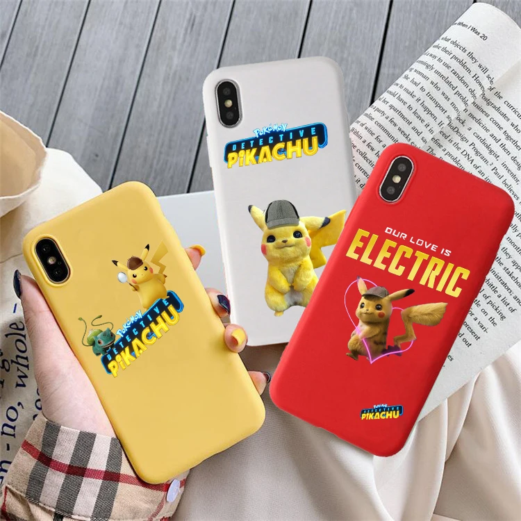 

Pokemon Detective Pikachu Colored soft silicone phone case for iphone 6 6s 7 7plus 8 8plus X XR XS XSMAX