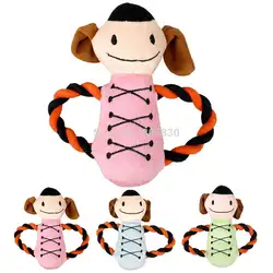 Точь-в-точь звук Pet плюшевые игрушки и веревки Happy Baby Дизайн собака жевать игрушка с пищалка розовый зеленый синий 18 см
