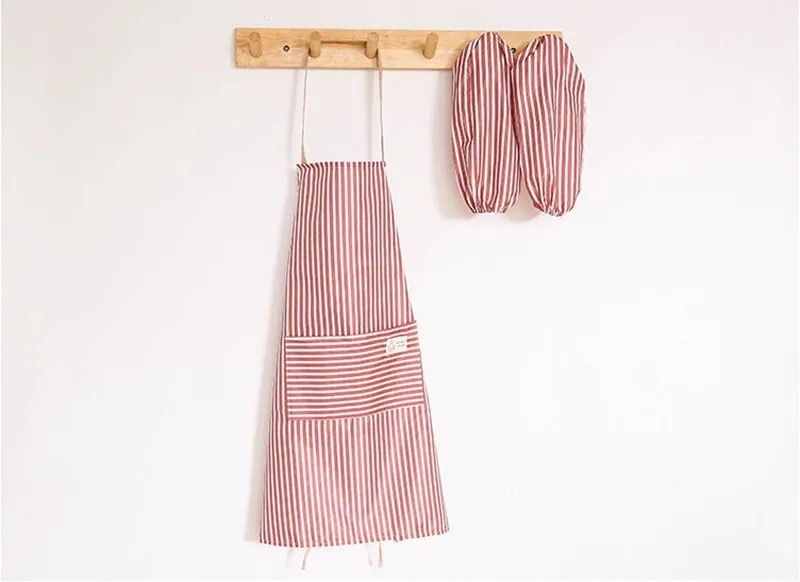 1Cooking Apron Ladies Men's Cooking Summer Home Cleaning Sleeves Apron Polyester Waterproof Oil Restaurant Cafe Apron