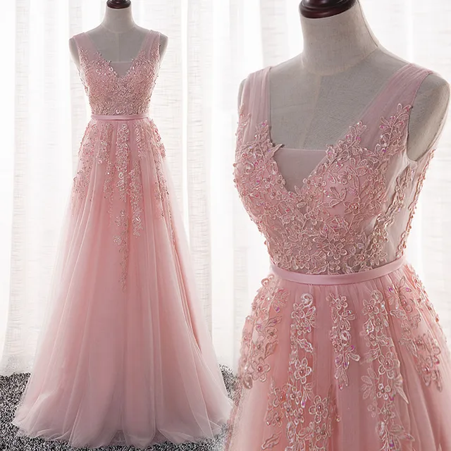 Pink Sheer Prom Dress