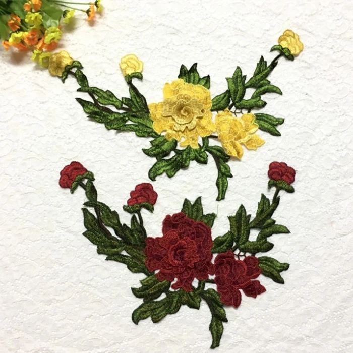 2Pcs Embroidery Patch Decorative Flower National Style Patches for Clothes Dress DIY Clothing