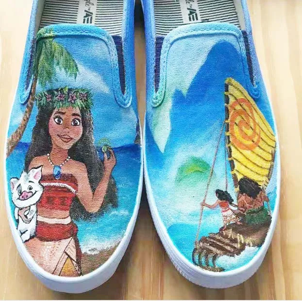 

kids shoes sport canvas hand painted children shoes boys tenis girls trainer cartoon moana themed America eagle sneakers
