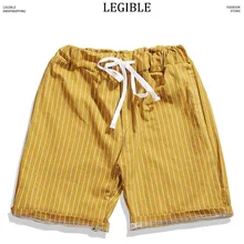 Разборчивые мужские шорты, летние свободные повседневные шорты с эластичной резинкой на талии, полосатые шорты в уличном стиле, мужские шорты в стиле хип-хоп