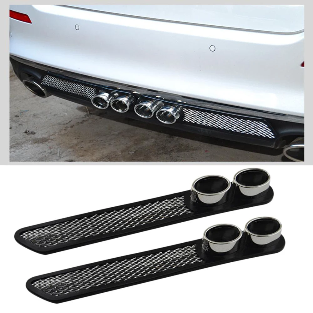 

1 Pair Car Sticker Simulation Muffler Pipe Exhaust Fake Auto Universal ABS Grid Decorative Vent Adhesive Tape Styling Tail