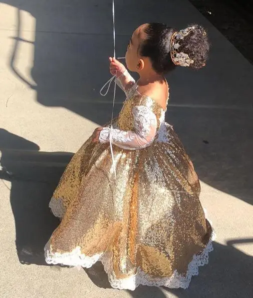 Long sleeves V-neck gold bling sequins baby girl 1st birthday party dresses ball gown flower girl dress toddler pageant gown цена Long sleeves V-neck gold bling sequins baby girl 1st birthday party dresses ball gown flower girl dress toddler pageant gown цены онлайн