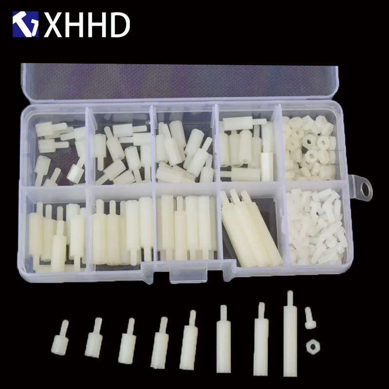 

M2.5 White Hex Nylon Column Male Female Standoff Pillar Thread Plastic Hexagon PCB Motherboard Screw Nut Set Assortment Kit Box