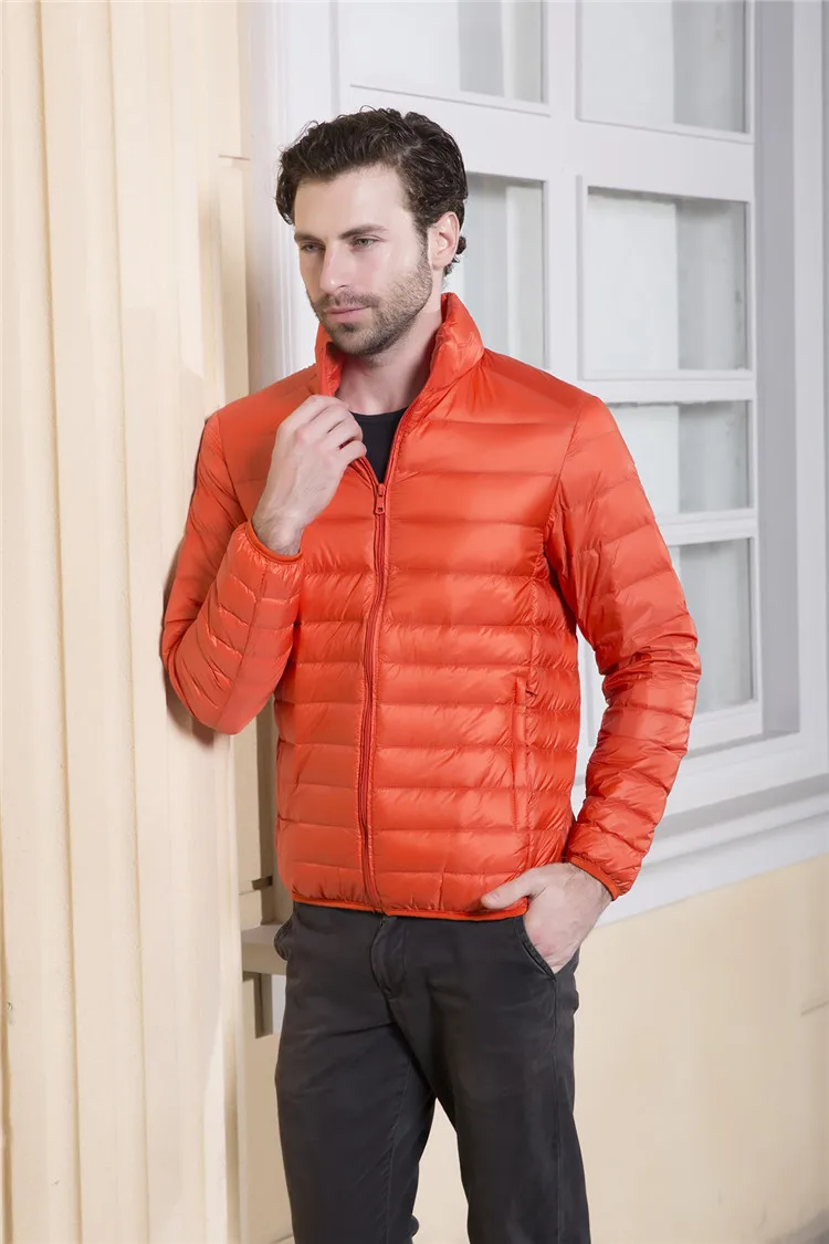 Men's Ultra Light Packable Down Jackets Hooded Slim Down Coats Man White Duck Down Padded Parkas Winter Puffer Jacket JK-634 puffer jacket with fur hood