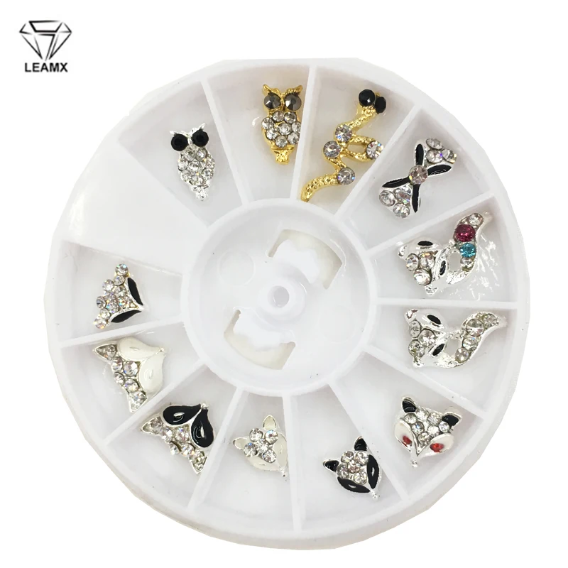 

LEMAX Mix/Box 3D Animals Fox Alloy Nail Art Decoration Cute Rhinestone Foxes Owls Snake Nails DIY Charms Manicure Decor L473