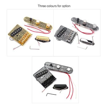 

High-quality Electric Guitar 6 Saddle String Bridge Pickup Set with 3 Way Switch Control Plate Beautiful Decorative Pattern