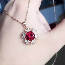 Природный гранат кулон S925 Серебряный натуральный драгоценный камень кулон Цепочки и ожерелья модный элегантный маленький Подсолнух женские вечерние ювелирные изделия
