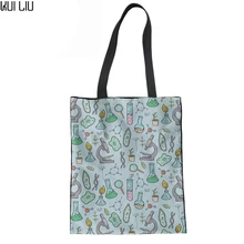 Для женщин сумки на плечо, женские сумки на плечо, сумки с высокой ручкой, для девочек Многоразовые Складная сумка для покупок с принтом ученый принт Повседневное сумка пляжная сумка