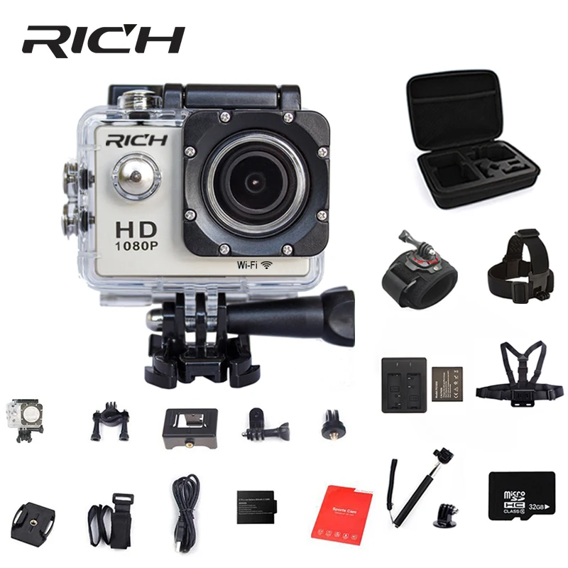 

RICH Sports Camera wifi 130D 2'' go Full HD 1080P Action cam C10 pro 30M Waterproof Outdoor cameras Mini Video action Camera