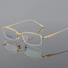 Новинка, полуоправа, чистый титан, оправа для очков, для мужчин, оптическая оправа для очков, по рецепту, полуоправа, очки, деловые очки