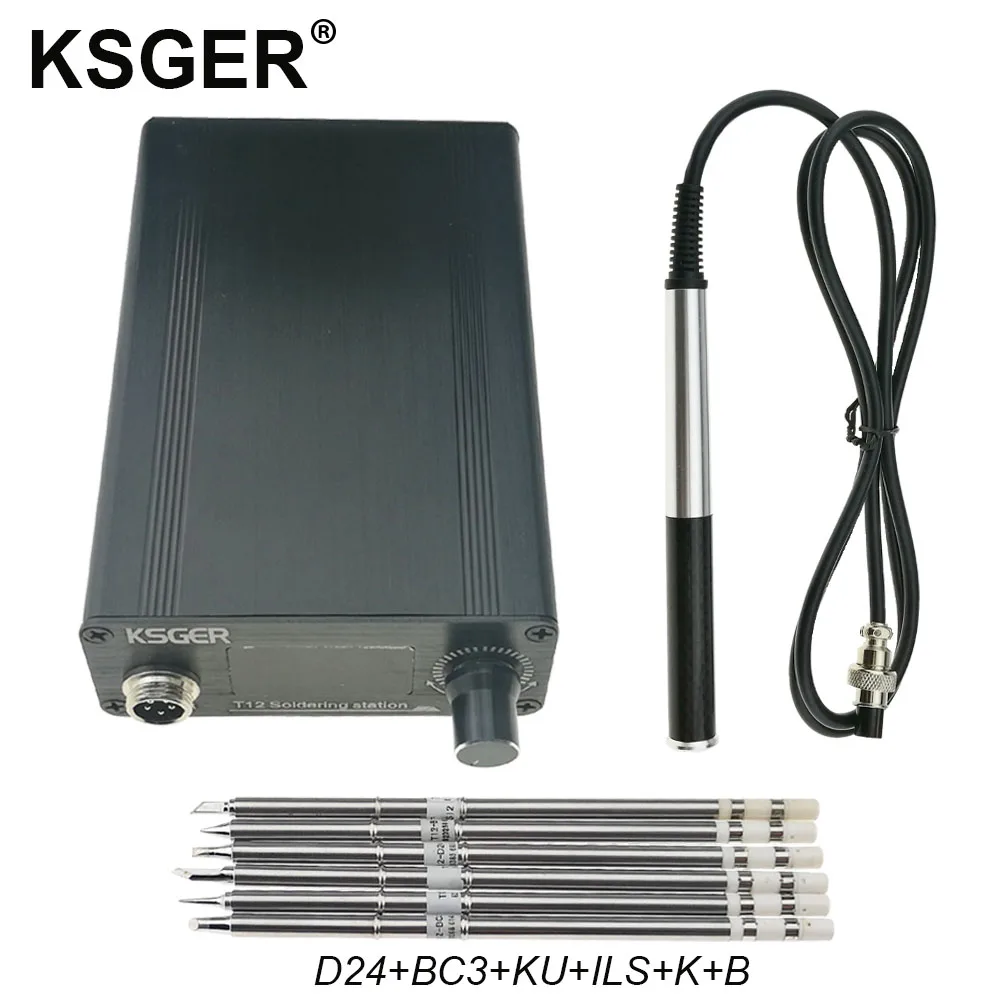 KSGER T12 паяльная станция STM32 V2.1S OLED контроллер T12 железные наконечники сварочные комплекты ручка из алюминиевого сплава цинковая подставка быстрый нагрев - Цвет: Sets 6