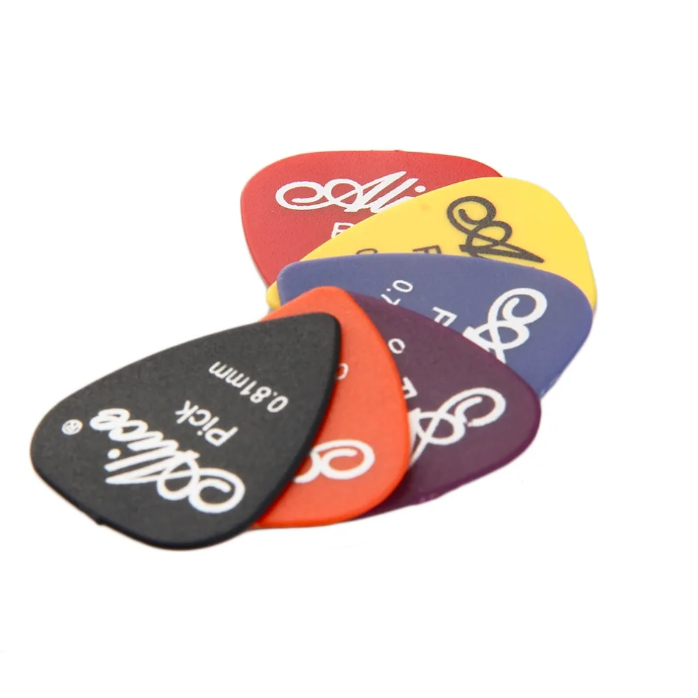

OCDAY 100pcs Bass Guitar Picks Colorful Thickness Mix 0.58-0.81mm Plectrum Mediator Guitar Musical Instrument Parts with Box