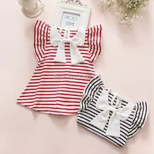 Розничная, летние платья в полоску для маленьких девочек г. темно-синее и красное платье принцессы для детей Одежда для маленьких девочек от 0 до 2 лет