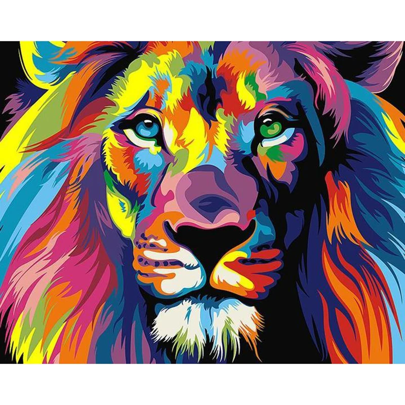 

NEW Hot Sale Diamond Painting Colorful Lion Full Square/Round Diamond Embroidery Pictures Of Rhinestones Diamond Mosaic Dropship