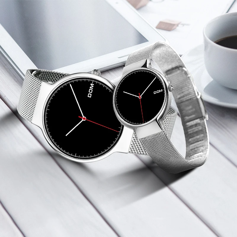 

Luxury DOM Casual Watch Steel Strap Couple Watches for Lovers Ultra Thin Dress Watch Lover Gift Reloj Mujer zegarek meski