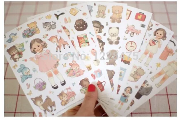 

6PCS/pack per Lot New doll mate paper sticker Decoration note label Multifunction Super gift