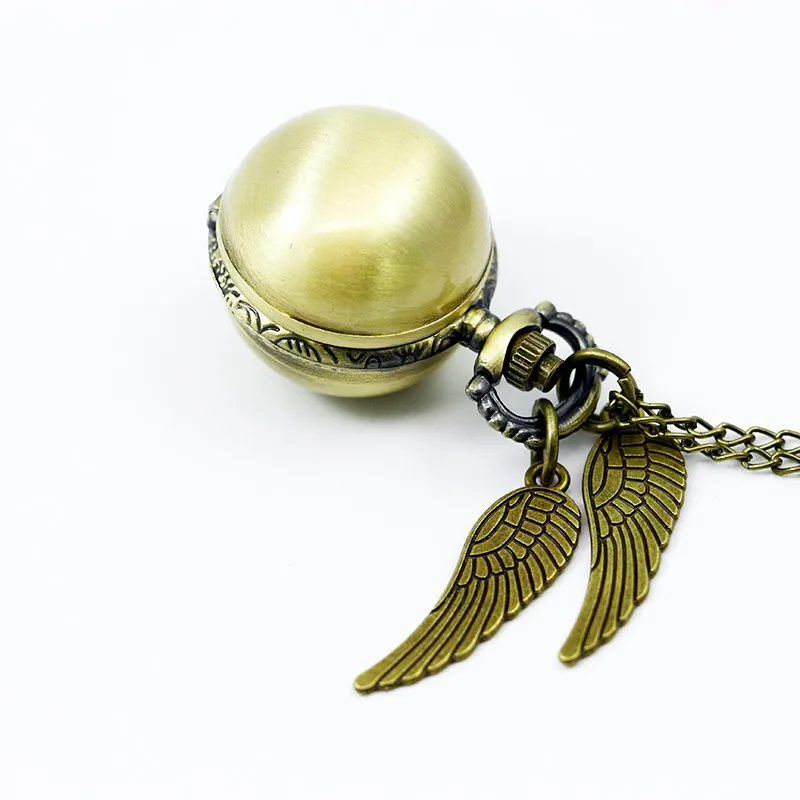 Античный Золотой снитч ожерелье часы Подарки для детей Кварцевые ожерелье часы Прекрасный милый брелок карманные часы CF1126