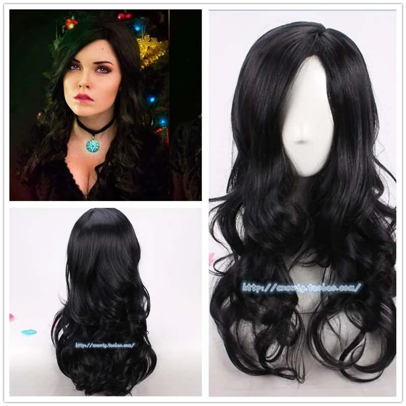 

Halloween The witcher Yennefer of Vengerberg Black Wavy Wig Women Role Play Black Hair Cosplay Wavy Wig