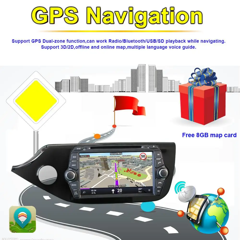 Excellent 8 Inch 4GB RAM Android 8.0 Octa Core Car GPS Navigation Auto Radio Stereo For Kia Ceed 2012- CD DVD Multimedia Player Head Unit 5
