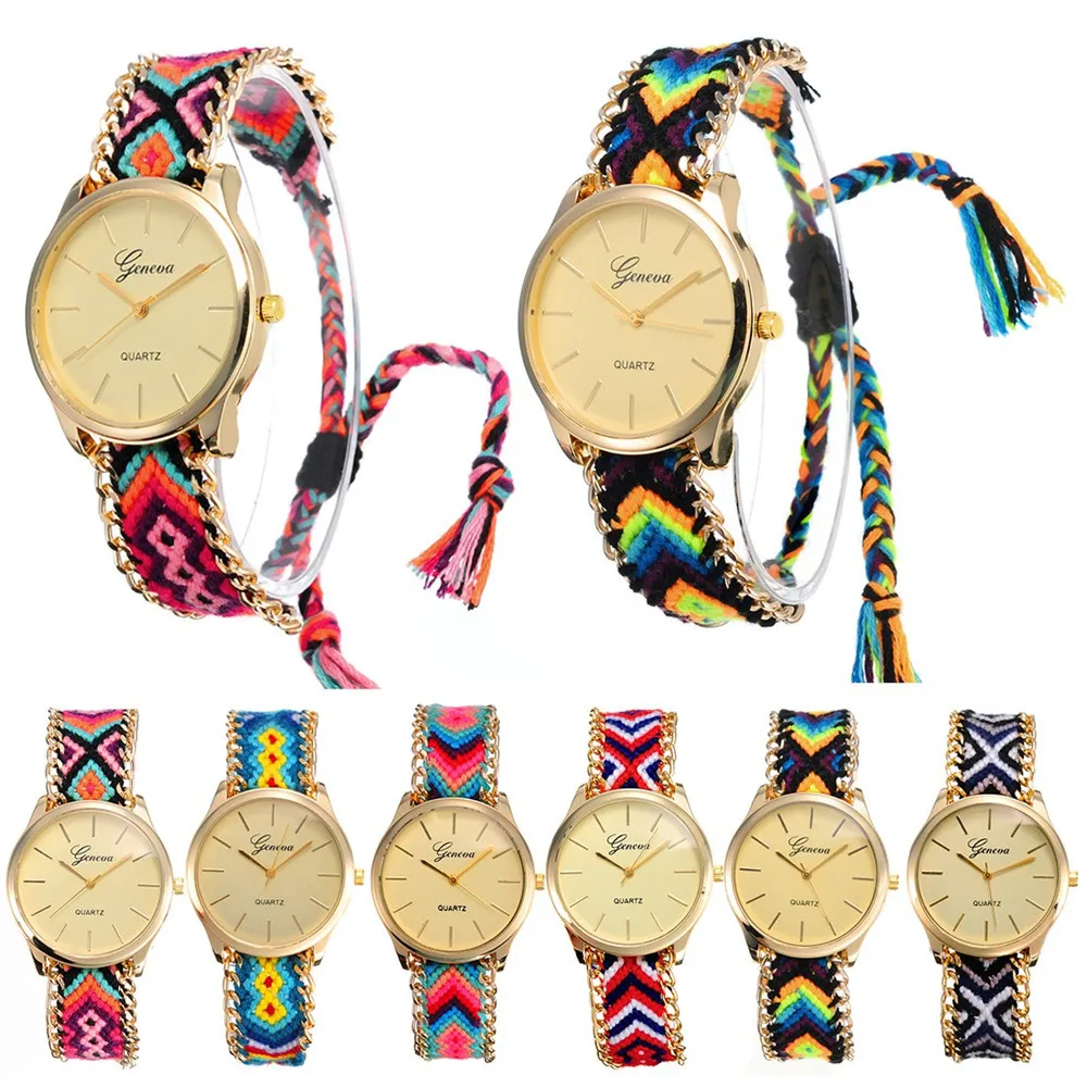 2016 Hot Sale Vintage Handmade Fabric Band Friendship Bracelet Watch