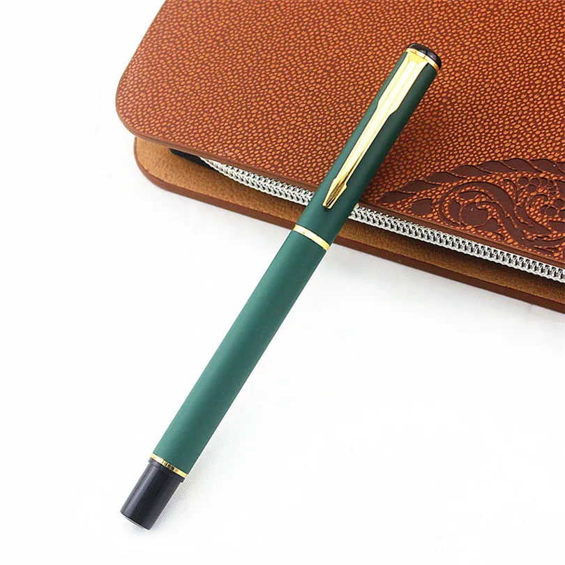 

high quality Gel pen Rollerball Pen green Golden Business Metal Ballpoint Pens for school Golden Clip Gold