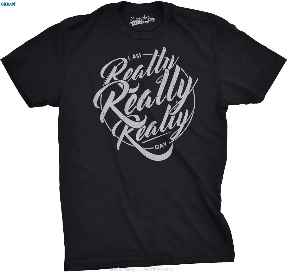 Mens I Am Really Gay Funny LGBT Pride T Shirt (Black) Tops T-shirt Homme Men Print Cotton O Neck Shirts top tees | Мужская одежда