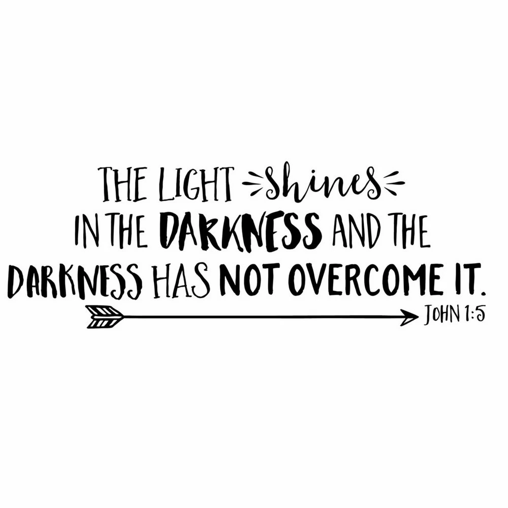 John 1 5 The Light Shines In The Darkness Vinyl Wall Decal Nursery Bible Verse Kids Room Decor Wall Stickers Aliexpress