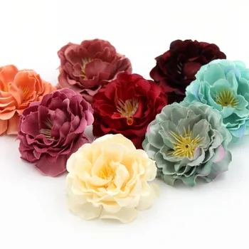 

25Pcs/Lot Artificial Silk Flower Head Flowers Roses Camellia half open Bridal Bouquet Corsage Wedding flowers Embellishments