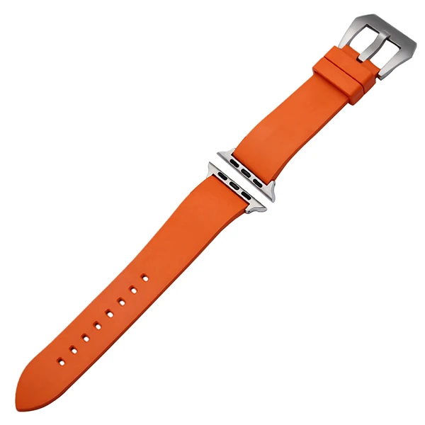 Оранжевый резиновый ремешок для часов для iWatch Apple Watch 38 мм 40 мм 42 мм 44 мм серия 5 4 3 2 1 ремешок стальной браслет с застежкой